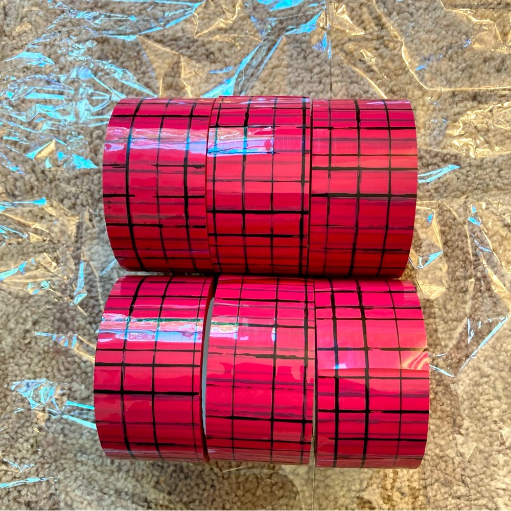 PACKAGING Or PACKING TAPE Lot Of 6 Rolls Pink And Black Pattern 2 inches Wide